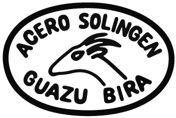 Carimbo oval com Acero Solingen, cabeça de veado e Guazu Bira.